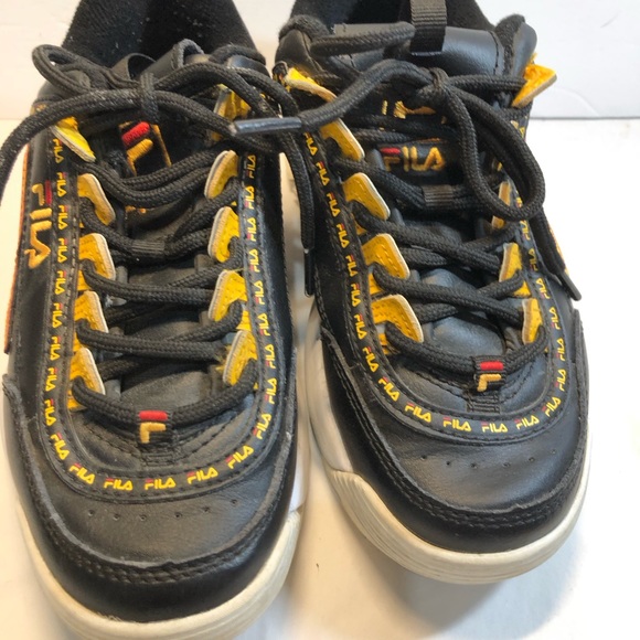 Fila Disruptor 2 Black Yellow Orange Athletic Shoes Sneakers Youth Size 4 - Picture 6 of 8